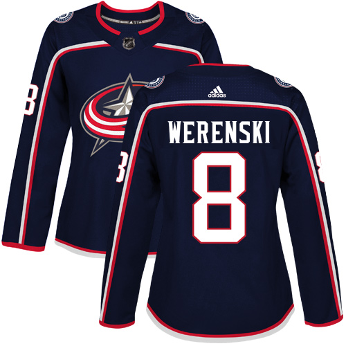 Adidas Columbus Blue Jackets #8 Zach Werenski Navy Blue Home Authentic Women Stitched NHL Jersey->women nhl jersey->Women Jersey